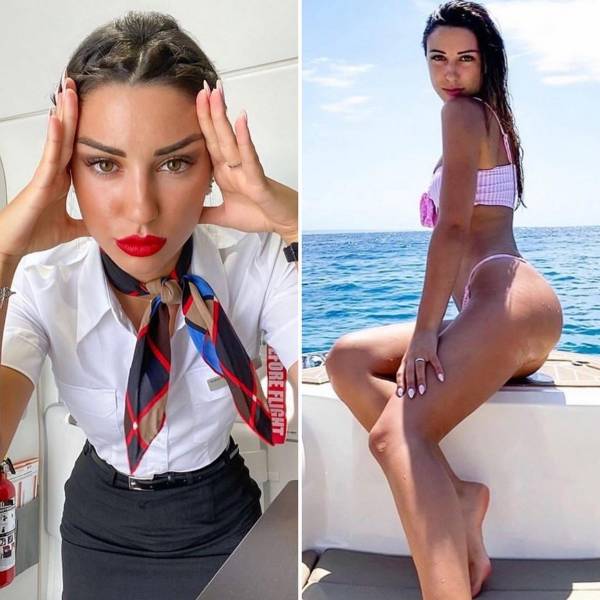 Sexy Stewardesses With And Without Their Uniform