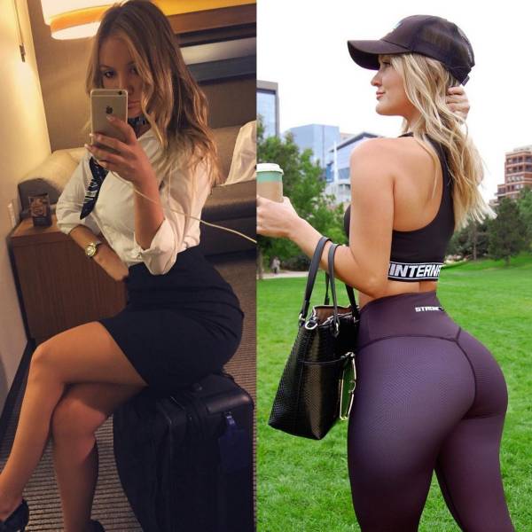 Sexy Stewardesses With And Without Their Uniform