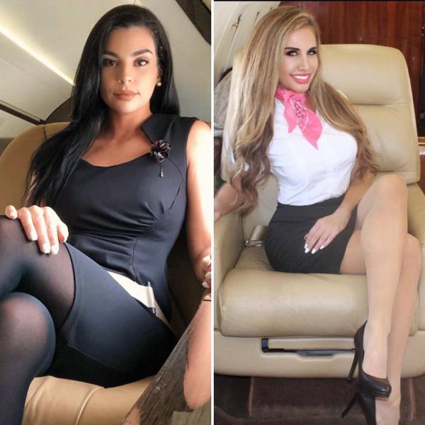 Sexy Stewardesses With And Without Their Uniform