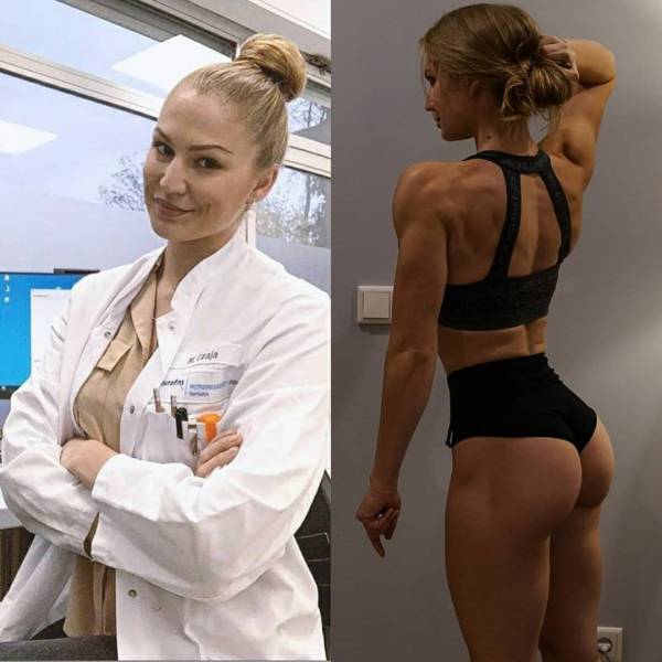 Girls With And Without Their Uniforms