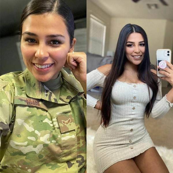 Girls With And Without Their Uniforms