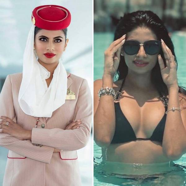 Hot Flight Attendants With And Without Their Uniforms