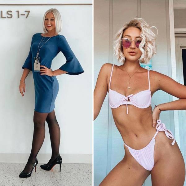 Sexy Flight Attendants With And Without Their Uniforms