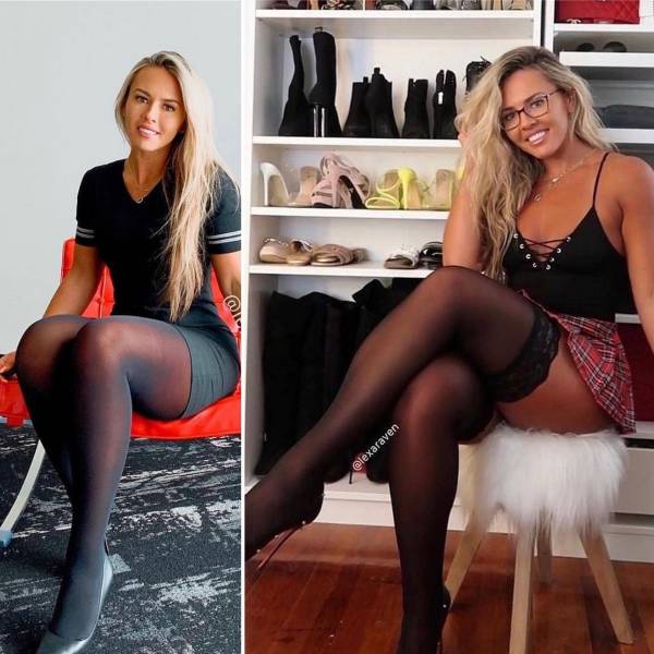 Sexy Flight Attendants With And Without Their Uniforms