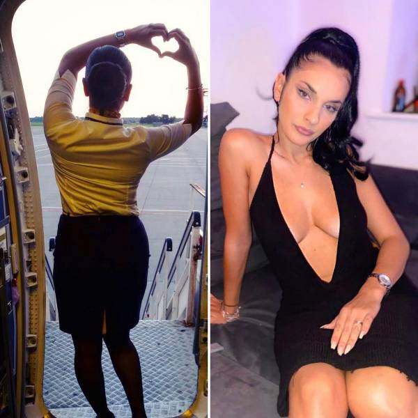 Sexy Flight Attendants With And Without Their Uniforms