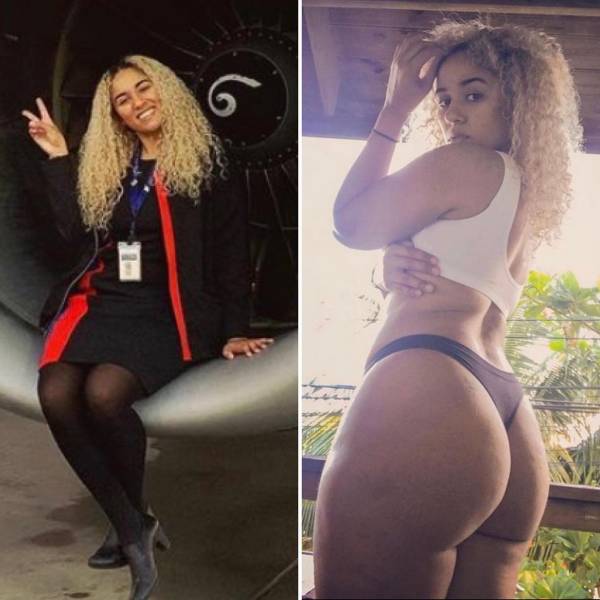 Sexy Flight Attendants With And Without Their Uniforms