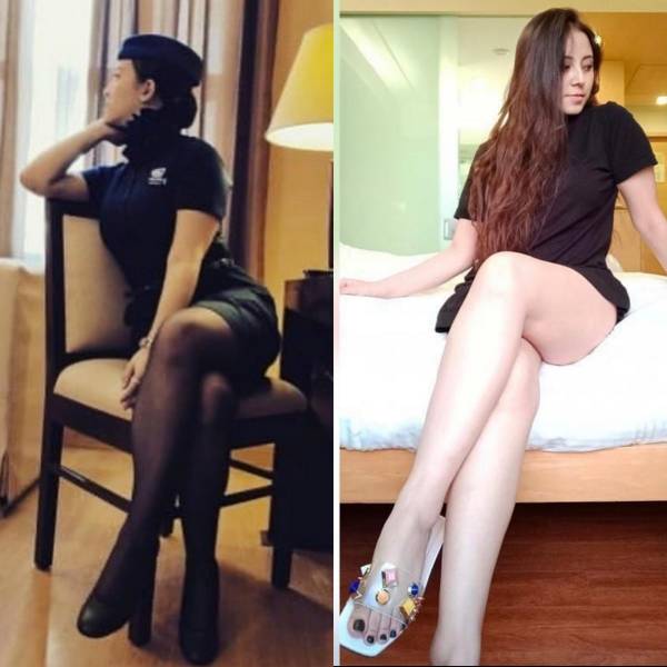 Sexy Flight Attendants With And Without Their Uniforms