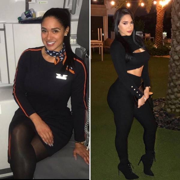 Sexy Flight Attendants With And Without Their Uniforms