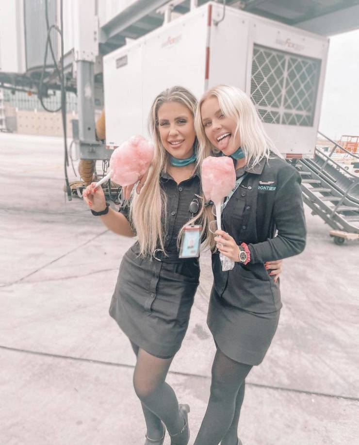 Hot Flight Attendants With And Without Their Uniforms