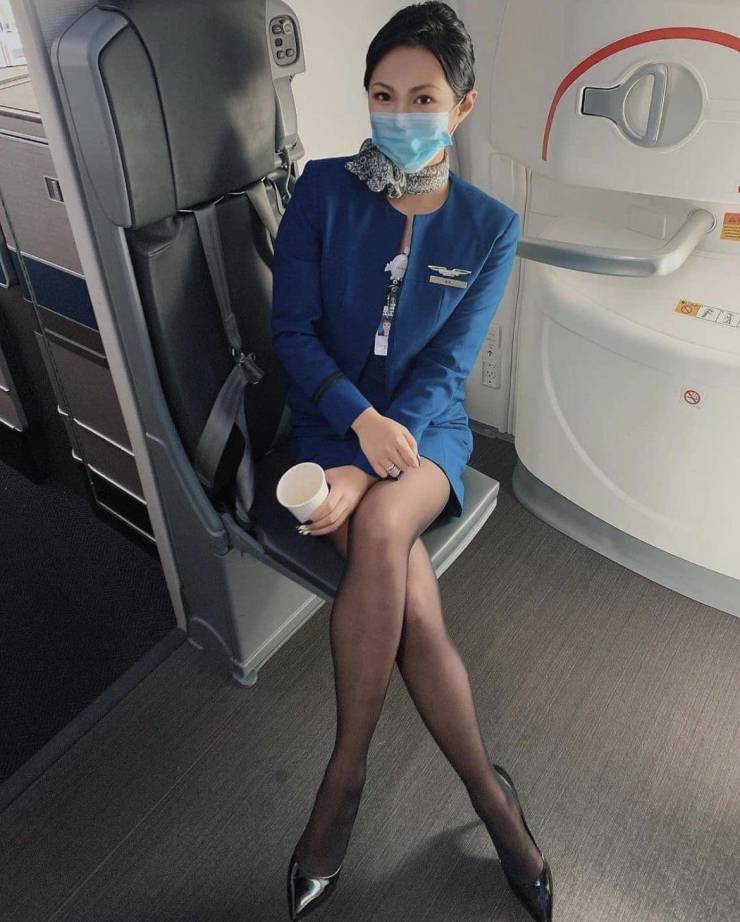 Hot Flight Attendants With And Without Their Uniforms