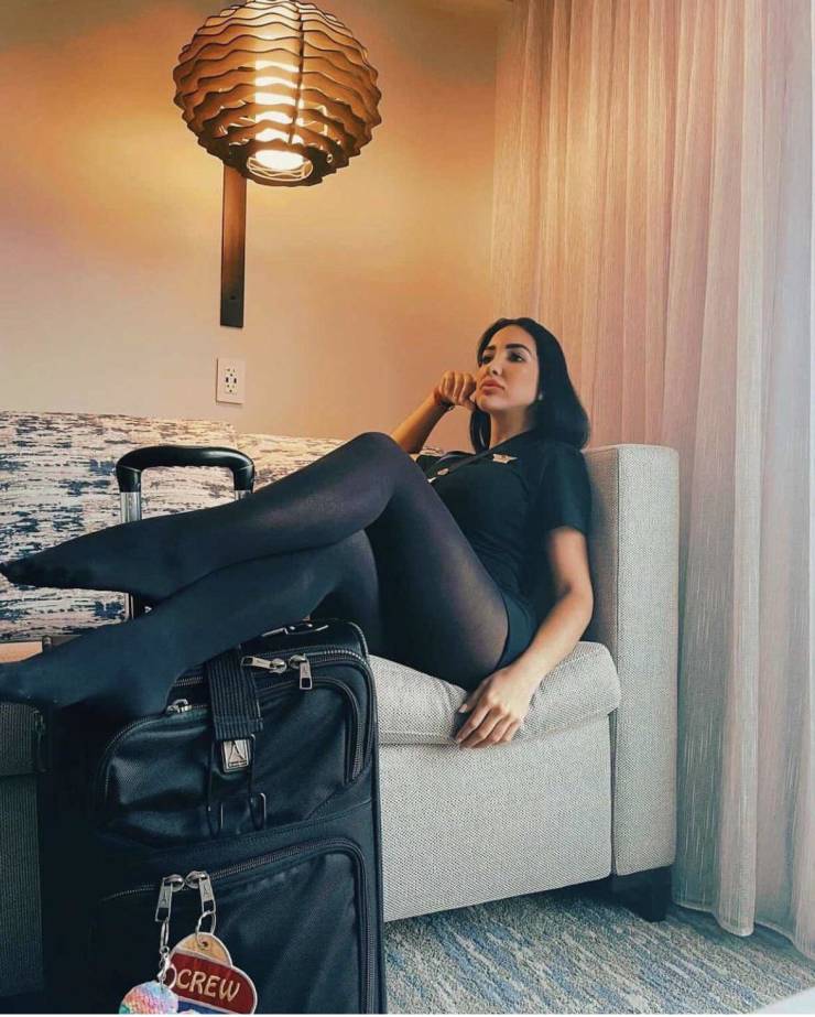 Hot Flight Attendants With And Without Their Uniforms