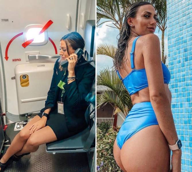 Hot Flight Attendants With And Without Their Uniforms