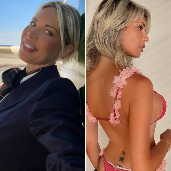 Hot Flight Attendants With And Without Their Uniforms
