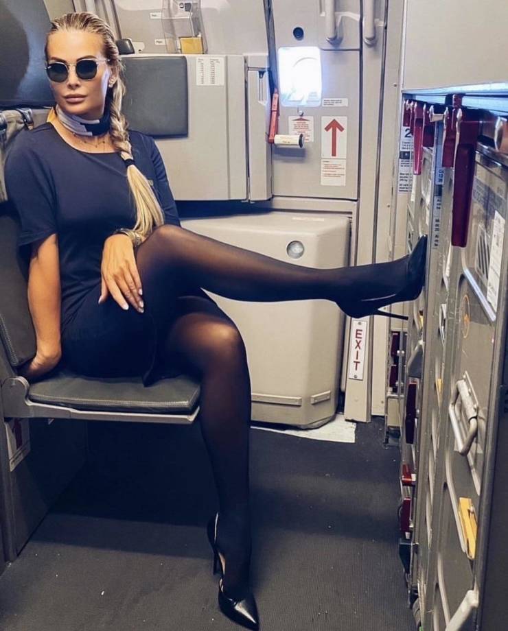 Hot Flight Attendants With And Without Their Uniforms