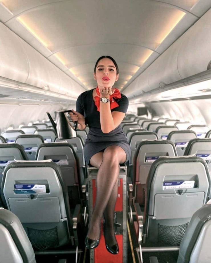 Hot Flight Attendants With And Without Their Uniforms