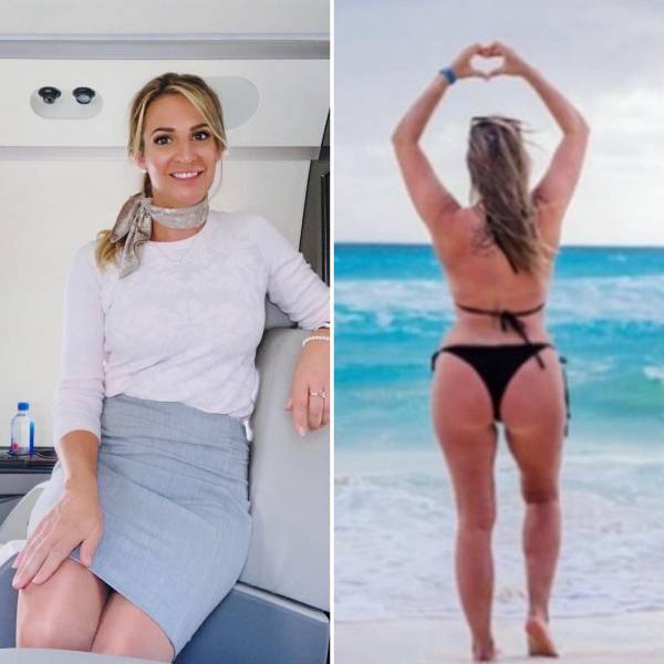 Sexy Flight Attendants With And Without Their Uniforms