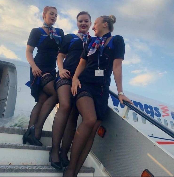 Sexy Flight Attendants With And Without Their Uniforms