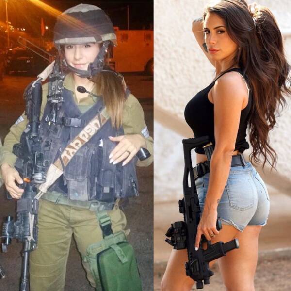 Israeli Army Girls With And Without Their Uniforms