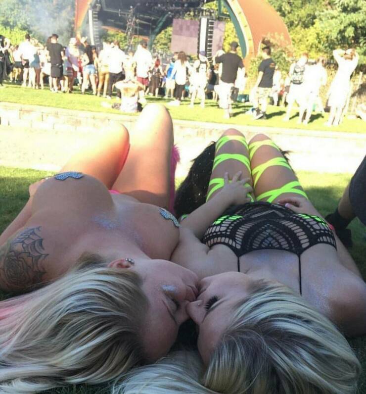 Music Festival Girls Having Fun