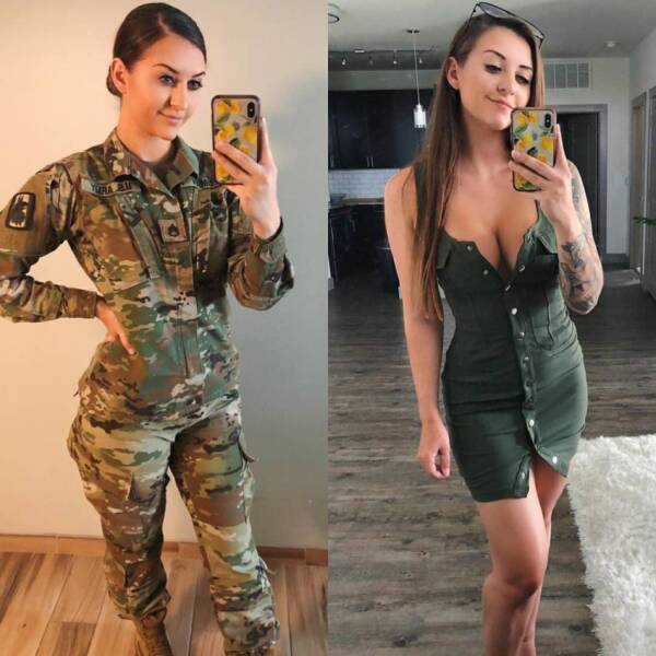 Sexy Girls With And Without Their Uniforms