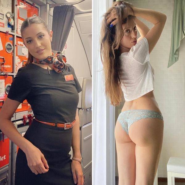 Sexy Flight Attendants With And Without Their Uniforms
