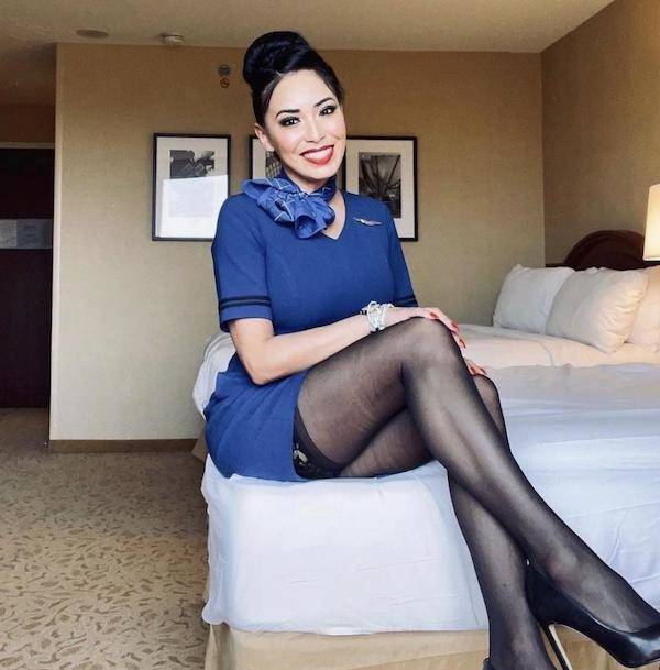 Sexy Flight Attendants With And Without Their Uniforms
