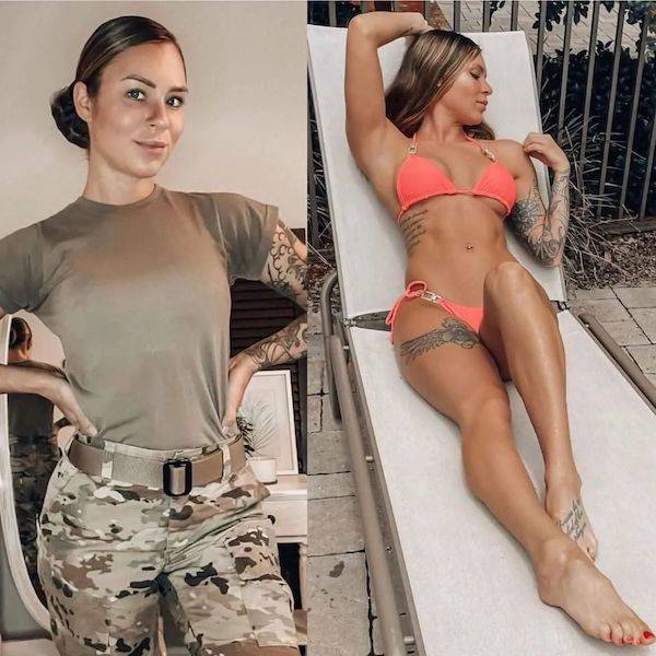 Military Girls With And Without Their Uniforms