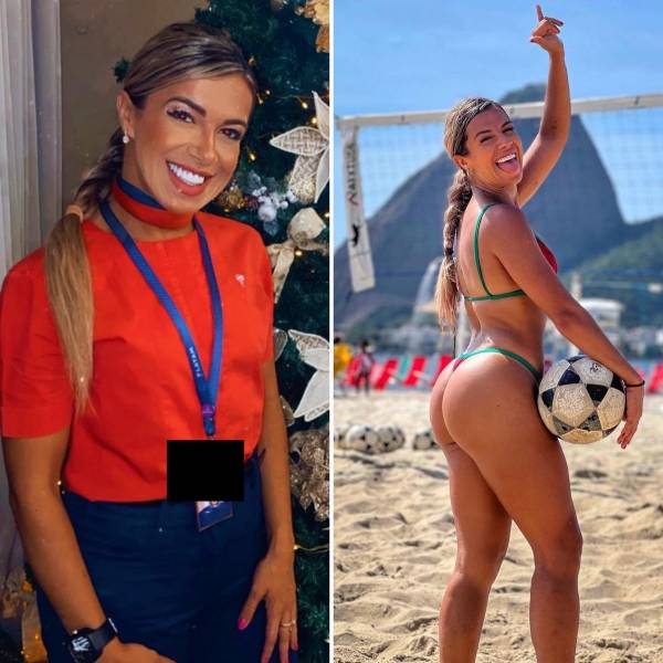 Hot Flight Attendants With And Without Their Uniforms