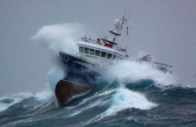 Massive Waves Pummel Fishing Boat in the North Sea